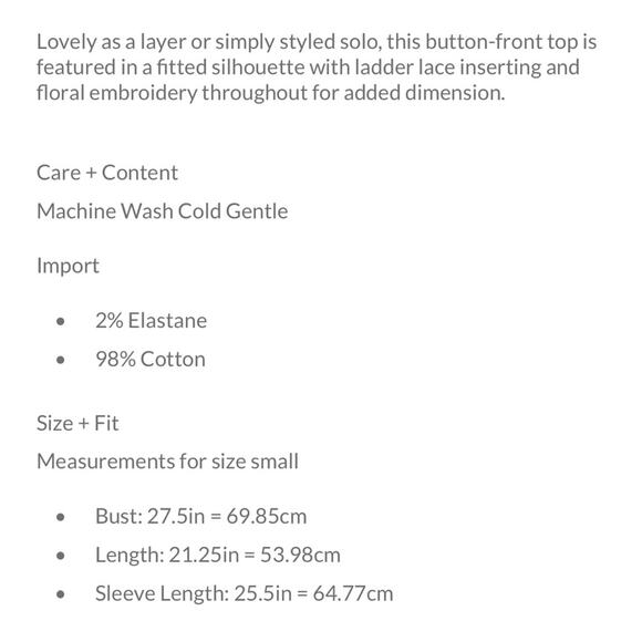 FREE PEOPLE New Womens Embroidered Floral Cut Out Long Sleeve Button Down Top XS - Picture 4 of 11